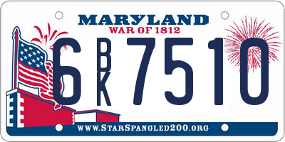 MD license plate 6BK7510