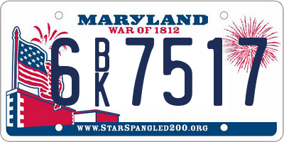 MD license plate 6BK7517