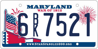 MD license plate 6BK7521