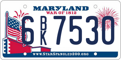 MD license plate 6BK7530