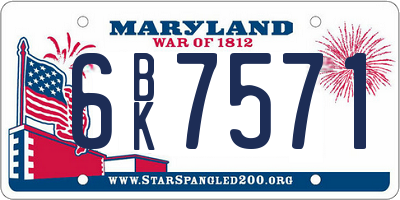 MD license plate 6BK7571