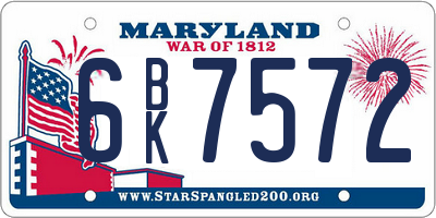 MD license plate 6BK7572