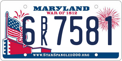 MD license plate 6BK7581