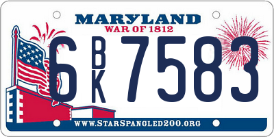 MD license plate 6BK7583