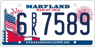 MD license plate 6BK7589