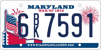 MD license plate 6BK7591