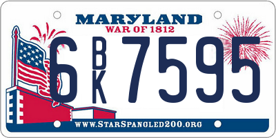 MD license plate 6BK7595