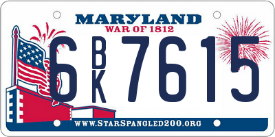 MD license plate 6BK7615