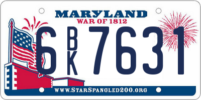 MD license plate 6BK7631