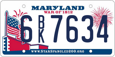 MD license plate 6BK7634
