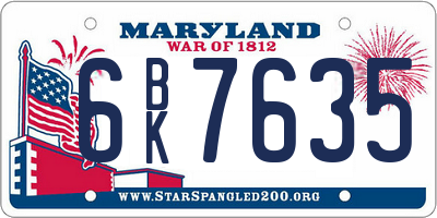 MD license plate 6BK7635