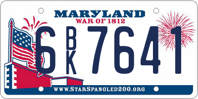 MD license plate 6BK7641
