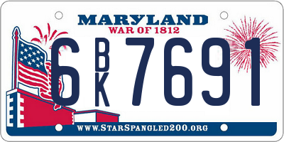 MD license plate 6BK7691