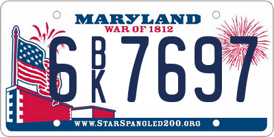 MD license plate 6BK7697