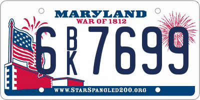 MD license plate 6BK7699