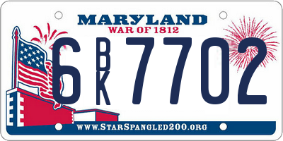 MD license plate 6BK7702