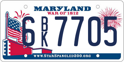 MD license plate 6BK7705