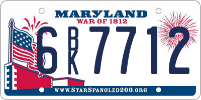 MD license plate 6BK7712