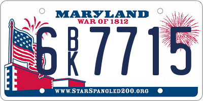 MD license plate 6BK7715