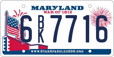 MD license plate 6BK7716