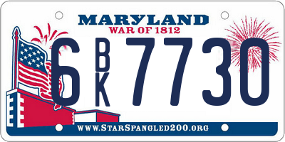 MD license plate 6BK7730