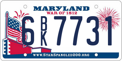 MD license plate 6BK7731