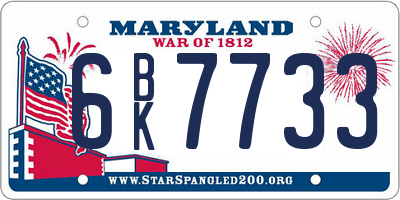MD license plate 6BK7733