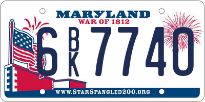 MD license plate 6BK7740
