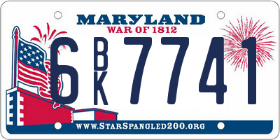 MD license plate 6BK7741
