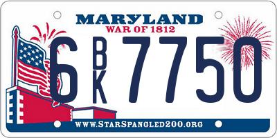 MD license plate 6BK7750
