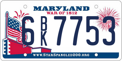 MD license plate 6BK7753