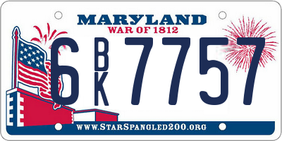 MD license plate 6BK7757