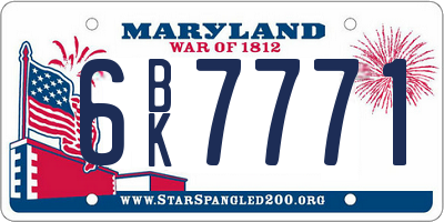 MD license plate 6BK7771