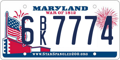 MD license plate 6BK7774