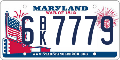 MD license plate 6BK7779