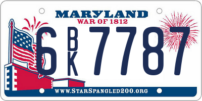 MD license plate 6BK7787