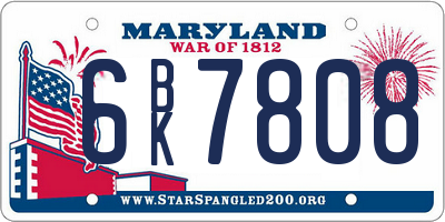 MD license plate 6BK7808
