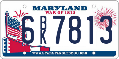 MD license plate 6BK7813