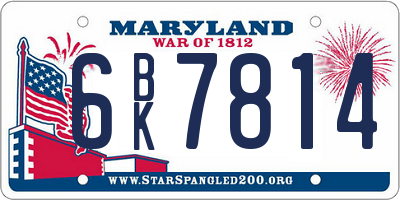 MD license plate 6BK7814