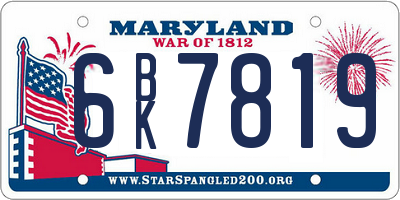 MD license plate 6BK7819