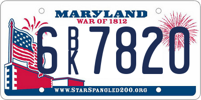 MD license plate 6BK7820