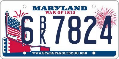 MD license plate 6BK7824