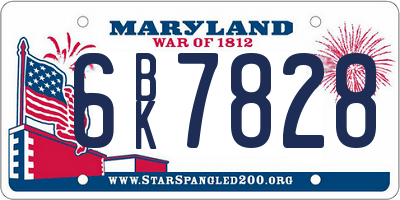 MD license plate 6BK7828