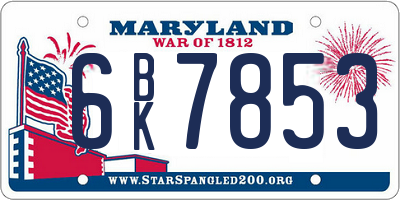 MD license plate 6BK7853