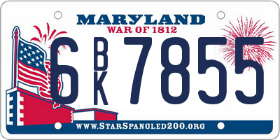 MD license plate 6BK7855
