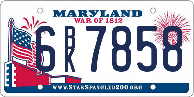 MD license plate 6BK7858