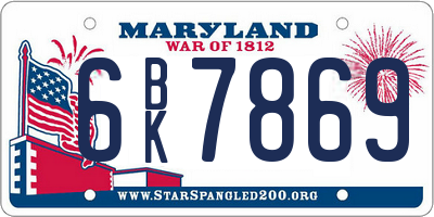 MD license plate 6BK7869