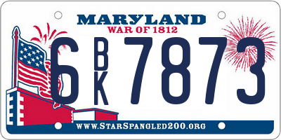 MD license plate 6BK7873