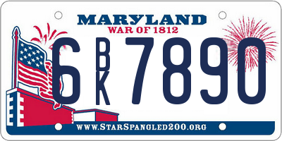 MD license plate 6BK7890