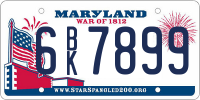 MD license plate 6BK7899